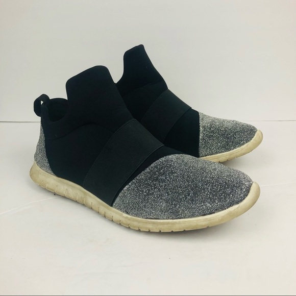 Steve Madden Shoes | Steve Madden Iman Silverblack Slip‎ On sneakers Size 9 - Picture 2 of 10
